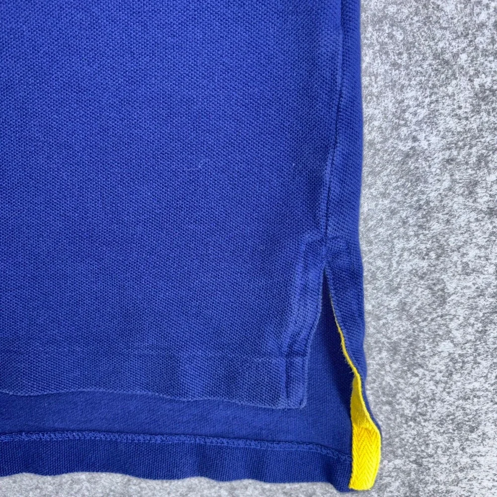 VTG Polo Ralph Lauren Mens 3XB Big Blue Yellow Crest Logo Short Sleeve Shirt Y2K